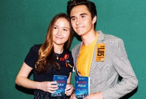 David Hogg with her sister Lauren at the Launch of their book “NEVER AGAIN” 